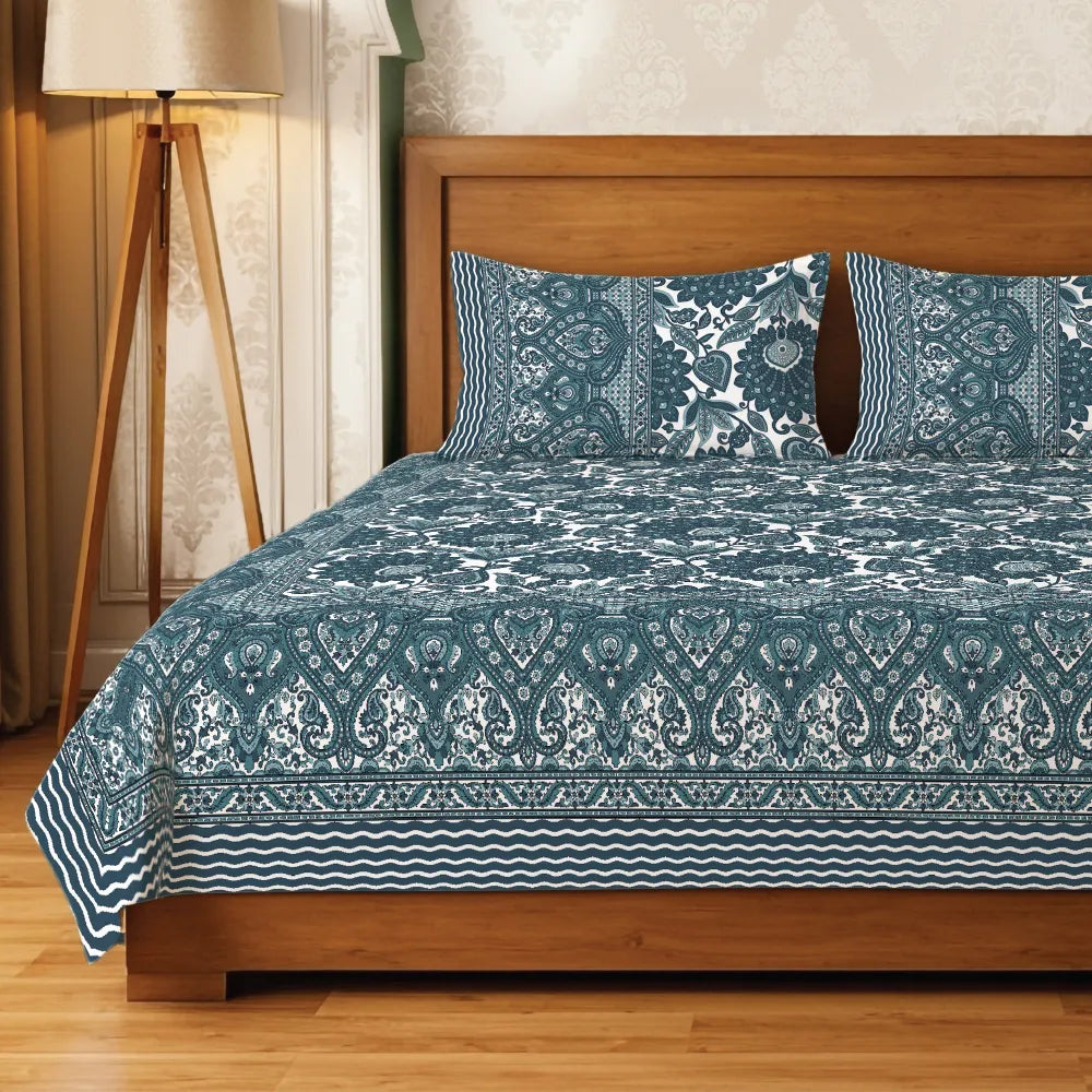 Cotton Bedsheet with 2 Pillow Covers, Double & King Bed - Morbagh