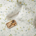 Cotton Bedsheet with Pillow Covers - Bloom Pearls Sage Mustard