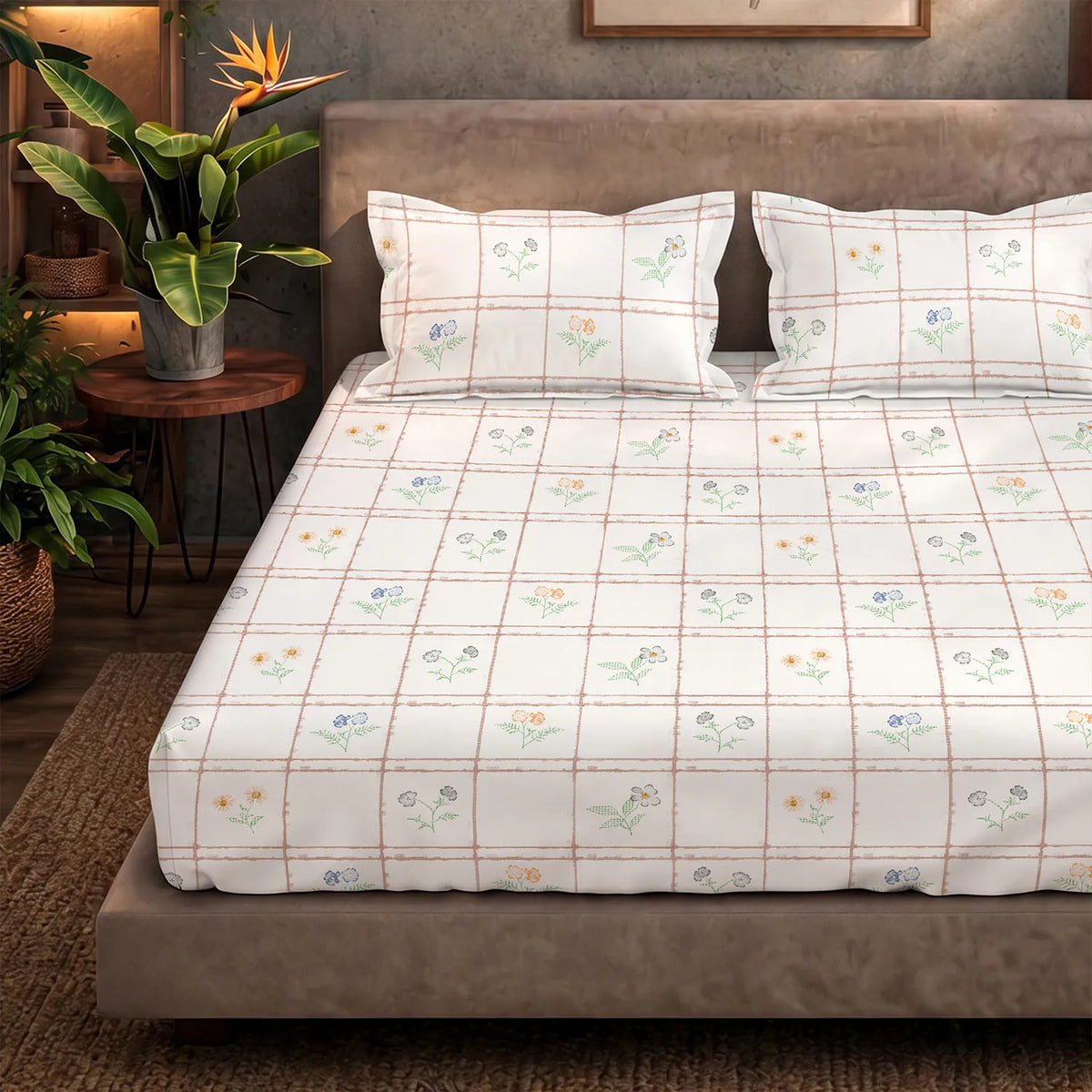 Cotton Bedsheet with Pillow Covers - Petal & Pane Buttercream