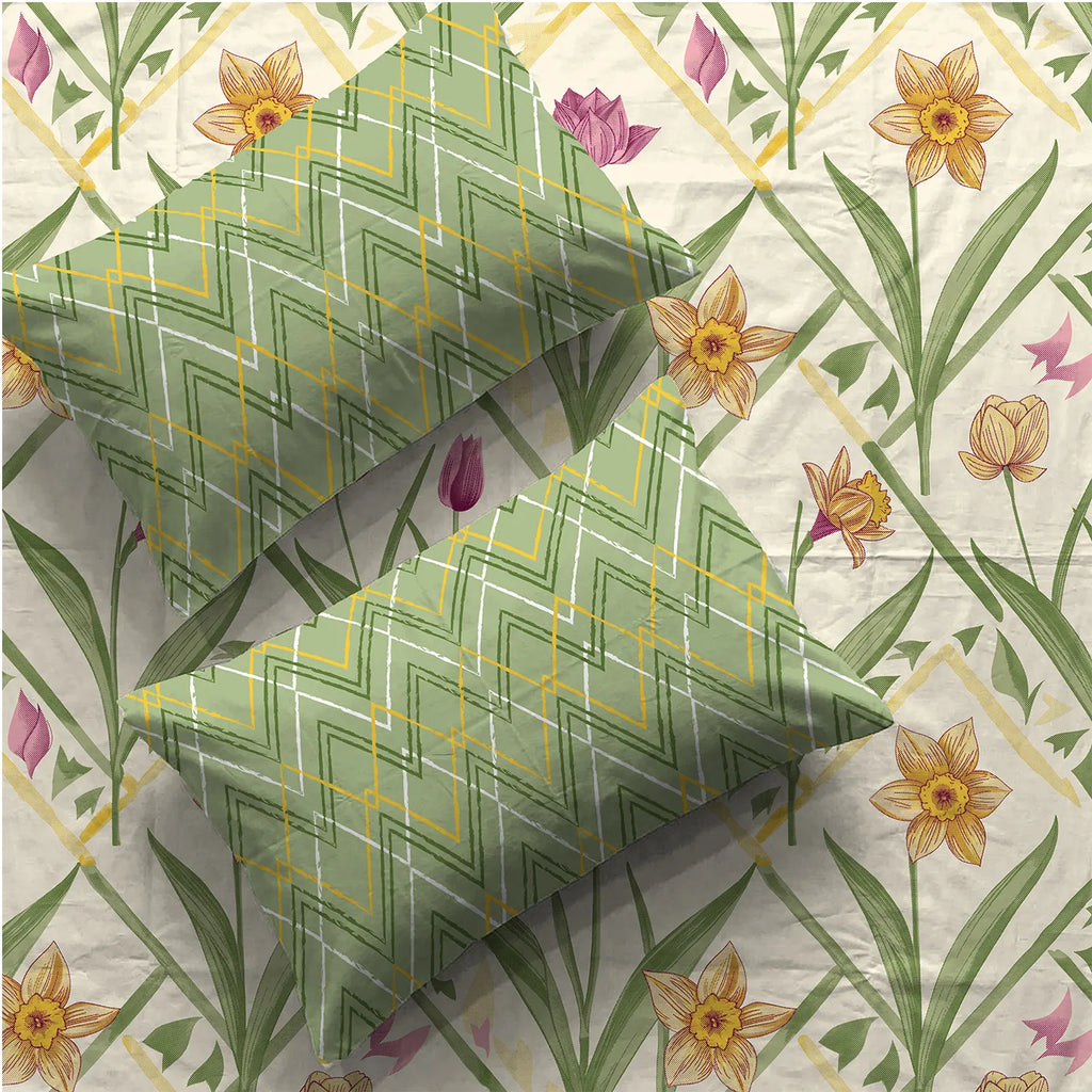 Cotton Bedsheet With 2 Pillow Covers, Spring Sage Green