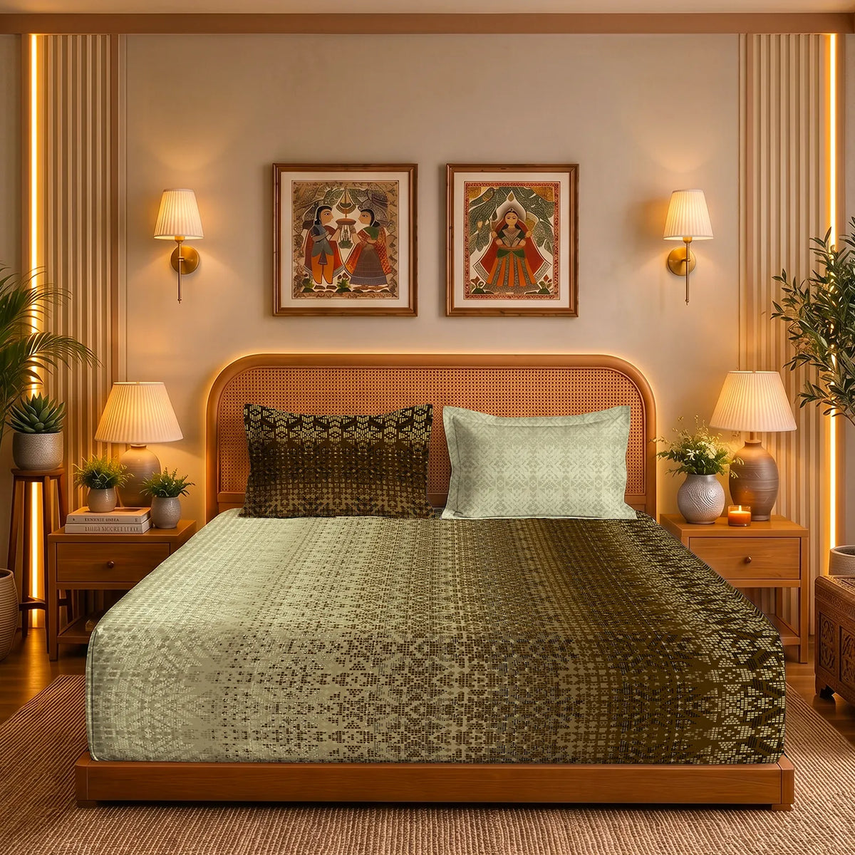 Cotton Bedsheet with Pillow Covers - Sun & Sand Brown
