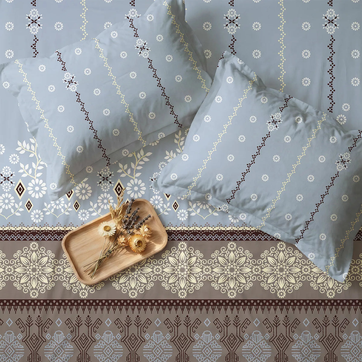 100% Cotton Bedsheet with Pillow Covers - Origami Brown