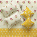 5 PC Cotton Bedsheet Set, Double/Queen Bedsheet - Magnolia Yellow