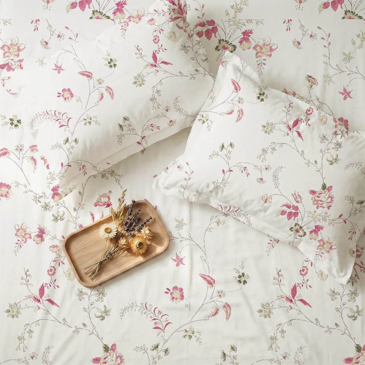 Cotton Bedsheet with Pillow Covers - Bloom Pearls Pink