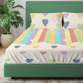 Cotton Bedsheet With 2 Pillow Covers, Rainbow Hearts