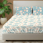 Cotton Bedsheet With 2 Pillow Covers, Raina Blue
