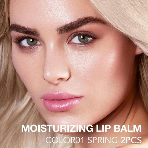 2Pcs Tinted Lip Balm Moisturizing Lipstick – Soft Pale Pink Sheer Hydrating Lip Color for Dry Lips – Nourishing Lip Balm for All Women with a Subtle Natural Scent (S01 & S01)