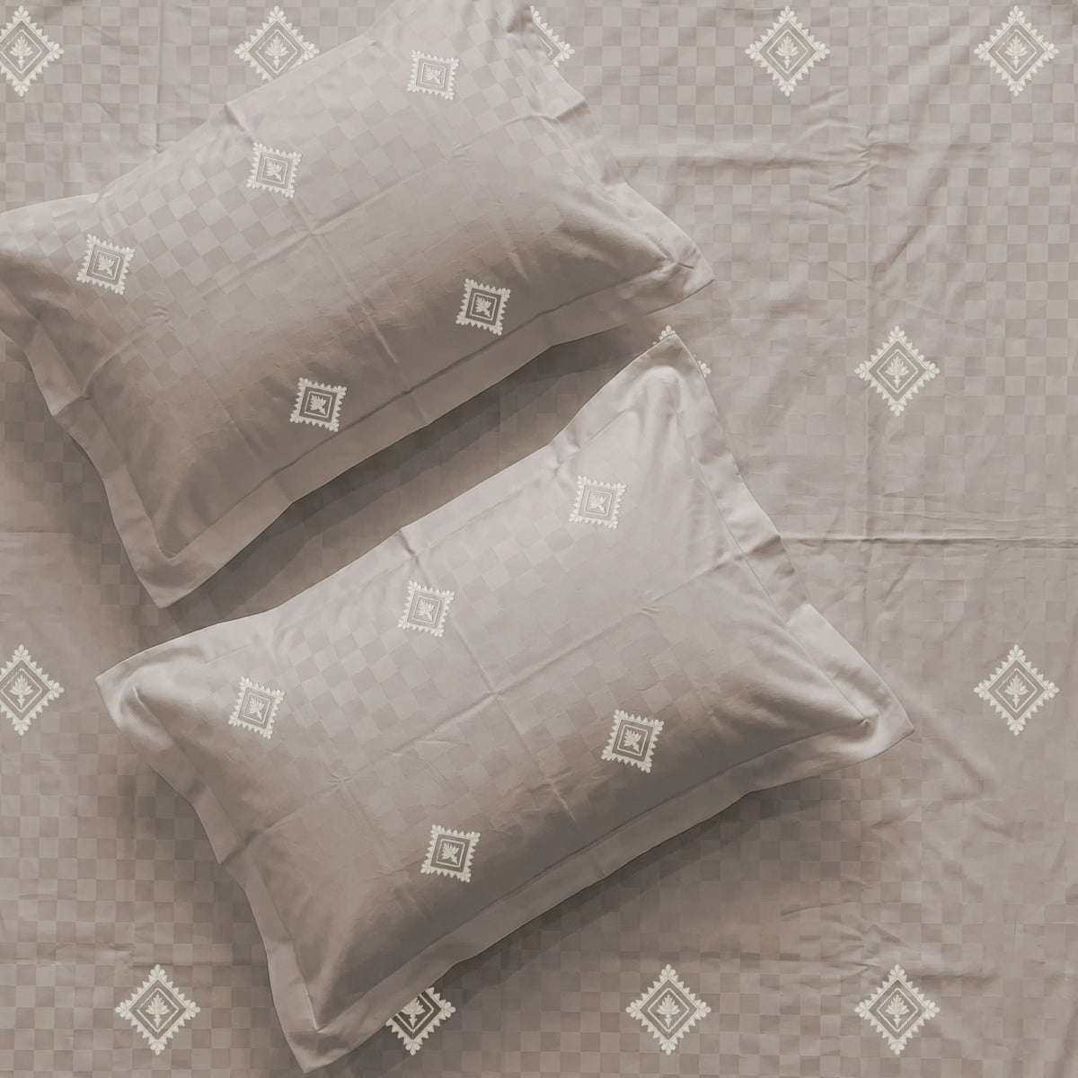 Super Soft King Bedsheet, Premium Embroidery Bedsheet - Diamond Soft Brown