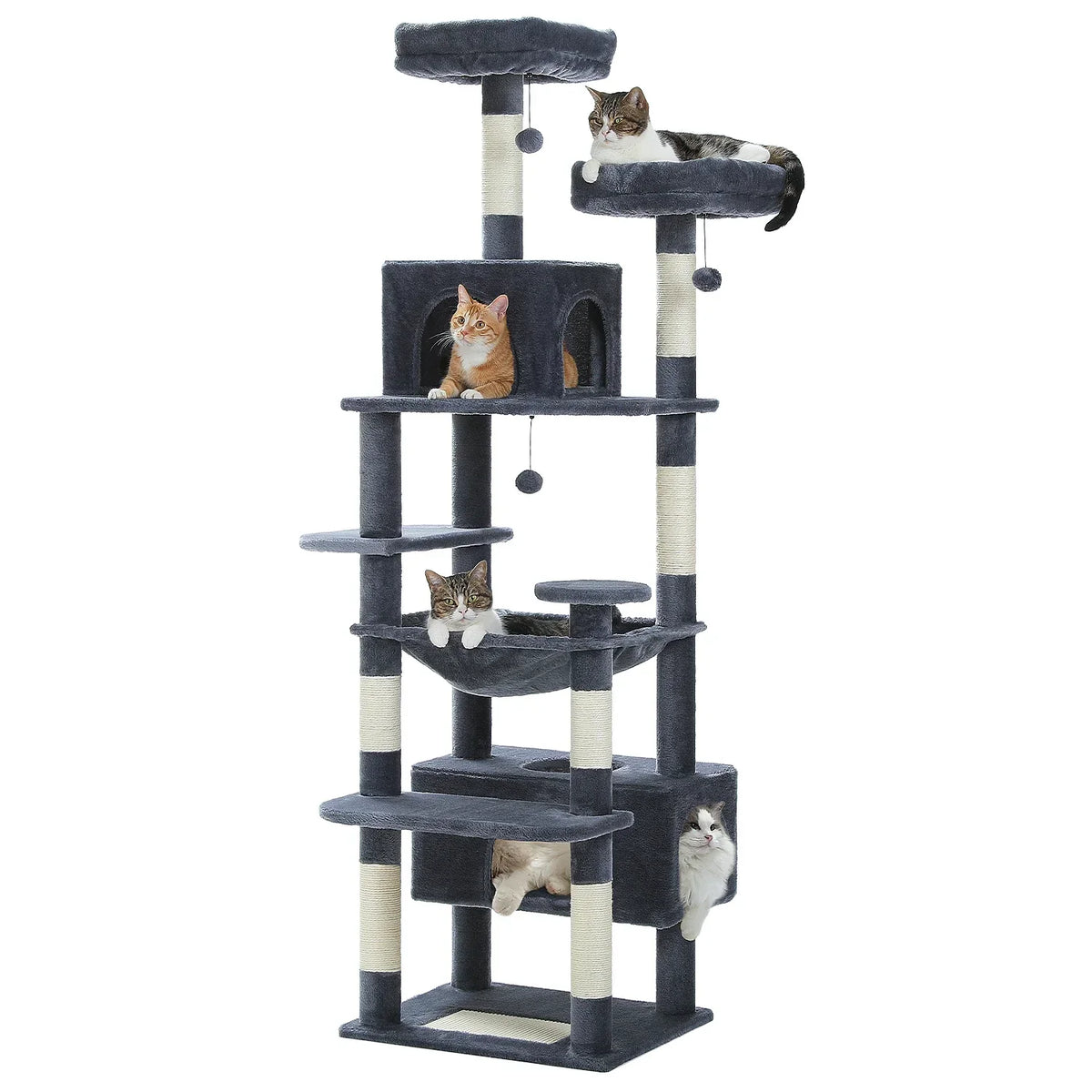 Large Cat Tree and Tower for Indoor Cats With Sisal-Covered Scratching Posts Spacious Hammock Padded Perches and Condos Cat Toys