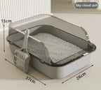 Semi-Enclosed Cat Litter Box — Splash Proof Cat Toilet Tray for Kittens & Cats