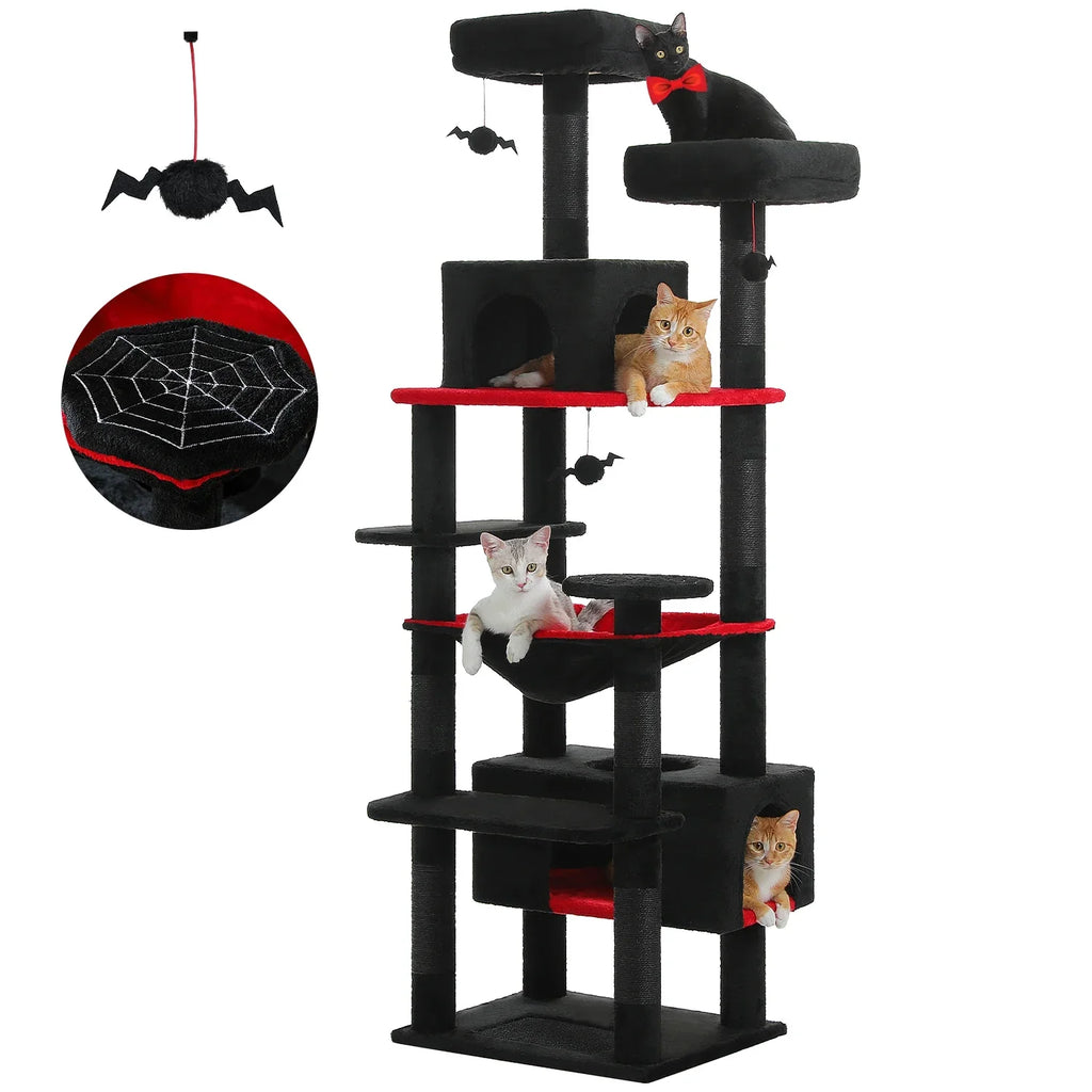 Large Cat Tree and Tower for Indoor Cats With Sisal-Covered Scratching Posts Spacious Hammock Padded Perches and Condos Cat Toys