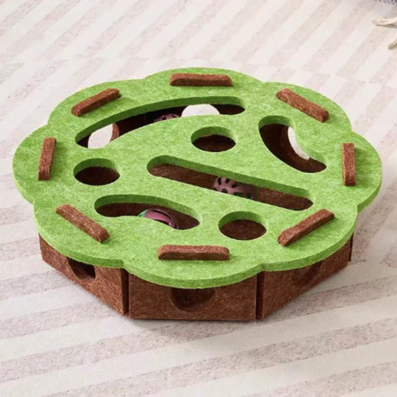 Pet Cat Puzzle Maze Holes Toys Felt Box With Bell Ball Kitten Playing Toys Interactive Funny  Cat Supplies