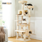 Large Cat Tree and Tower for Indoor Cats With Sisal-Covered Scratching Posts Spacious Hammock Padded Perches and Condos Cat Toys