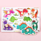 Wooden Hand Grab Boards Baby Educational Cartoon Vehicle Animals Fruits 3D Puzzles Kids Early Education Toys TMZ﻿